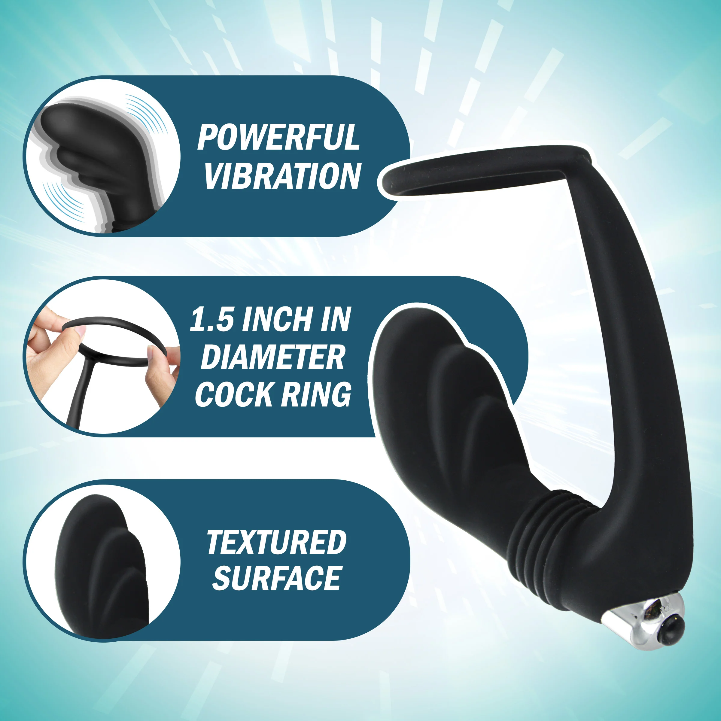 Nova Silicone Cock Ring and Prostate Stimulator - Image 3
